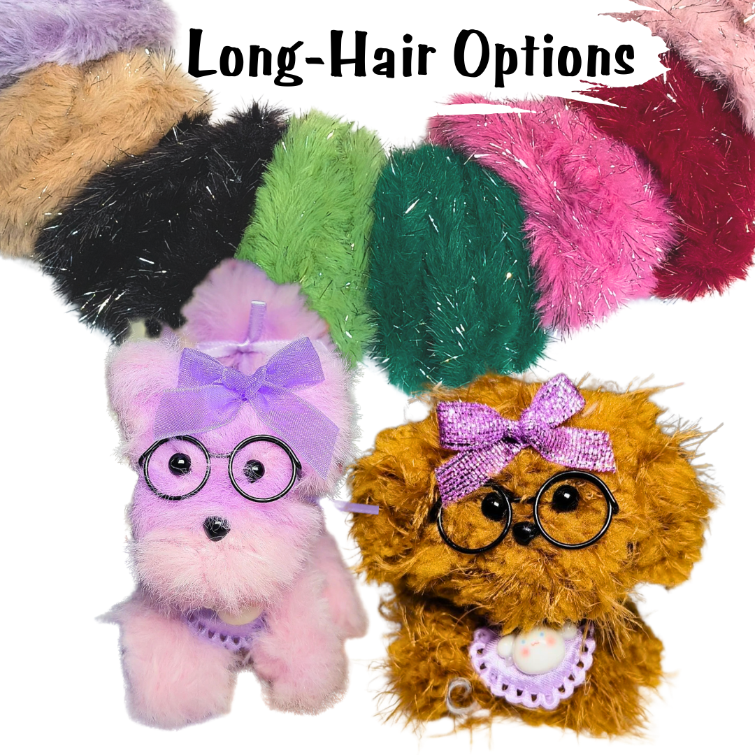 Long Hair  Pipe Cleaners High-Quality  for Plush Toy Crafts - 1m Length with Face Accessories, Perfect for Yorkie, Persian Cat & Other Long-Hair Animals, Bulk Options Available!