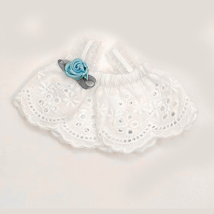 Cotton Lace White Dress with Flower Details