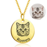 Customized pet picture name of round pendant necklace