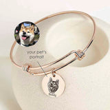 Pet custom name photo bracelet  round jewelry