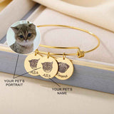Pet custom name photo bracelet  round jewelry