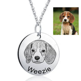 Customized pet picture name of round pendant necklace